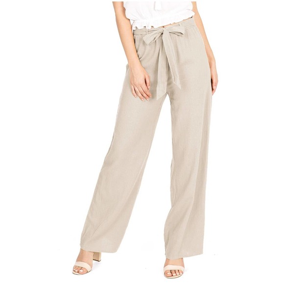 Ambiance apperel Women's Juniors Wide Leg Spring Linen Pants - Picture 2 of 6